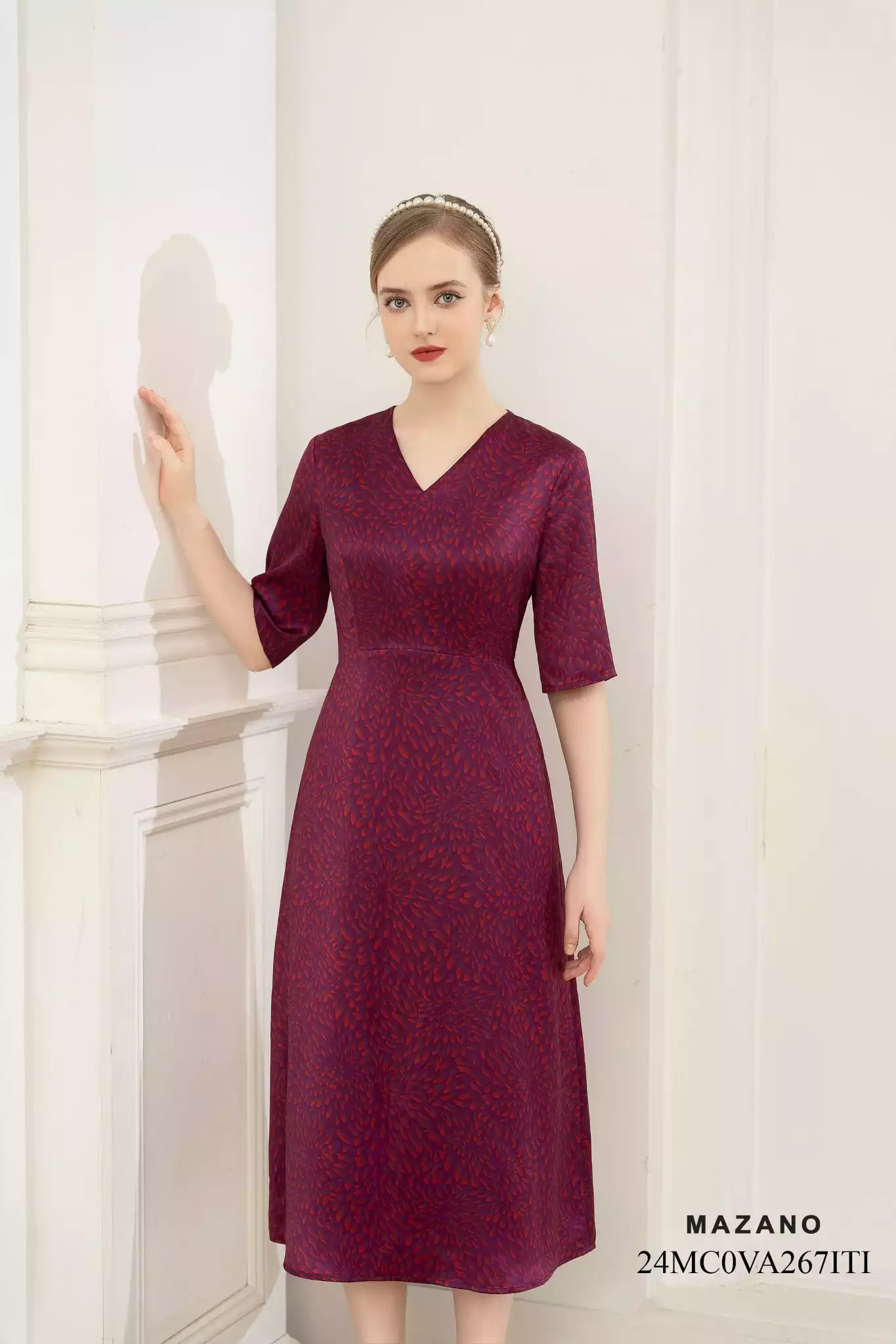 Váy Đầm Ôm Vải lụa dày Hoạ tiết cách điệu 2