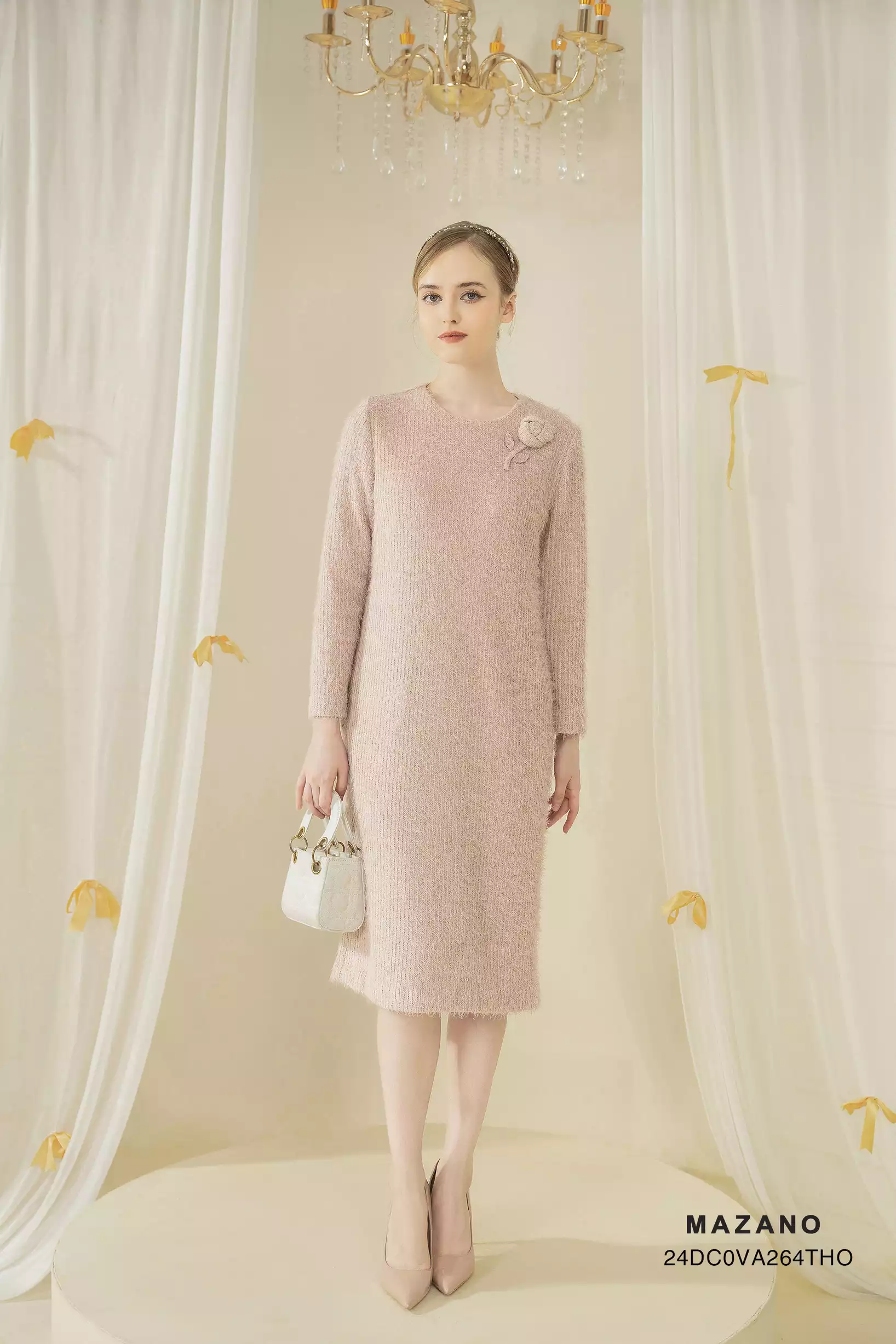 Váy Đầm suông Vải len Đắp hoa